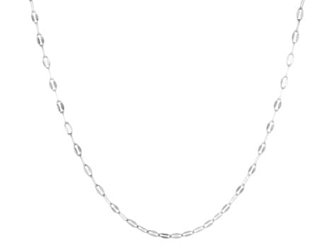 Rhodium Plated 2.1mm Polished Mirror 16", 18", And 20" Chain Set of 2