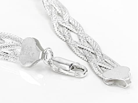 Sterling Silver Diamond Cut Braided Herringbone Bracelet