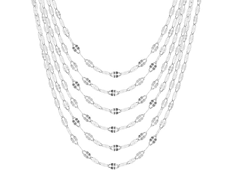 Sterling Silver Twisted Mirror Chain Necklace Set of 6
