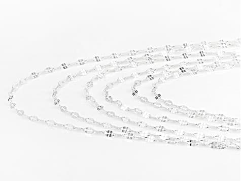 Sterling Silver Twisted Mirror Chain Necklace Set of 6
