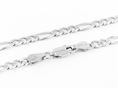 Sterling Silver 4.40MM Flat Figaro Chain 24 Inch Necklace