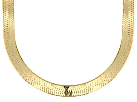 18K Yellow Gold Over Sterling Silver 9MM Herringbone 20 Inch Chain