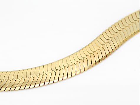 18K Yellow Gold Over Sterling Silver 9MM Herringbone 20 Inch Chain