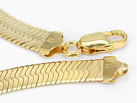 18K Yellow Gold Over Sterling Silver 9MM Herringbone 20 Inch Chain