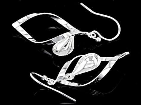 Sterling Silver Diamond-Cut Teardrop Swirl Dangle Earrings