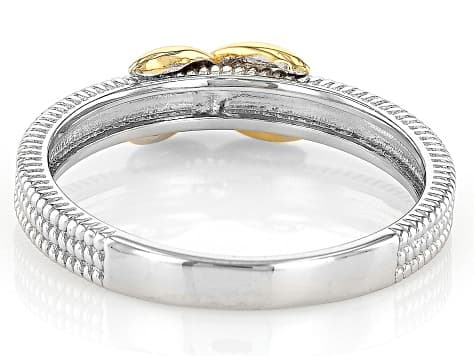 Sterling Silver & 18k Yellow Gold Over Sterling Silver 5mm Polished & Textured Infinity Ring