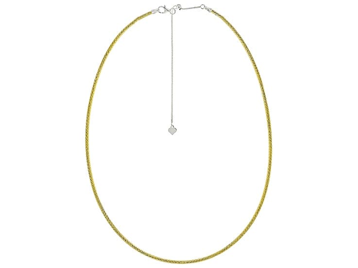 18k Yellow Gold Over Sterling Silver 2mm Diamond Cut Omega Necklace