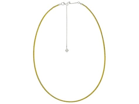 18k Yellow Gold Over Sterling Silver 2mm Diamond Cut Omega Necklace