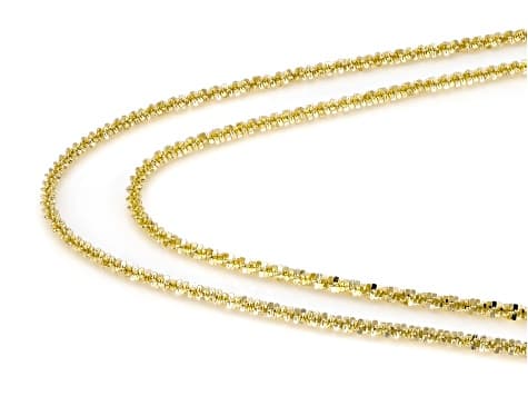 18K Yellow Gold Over Bronze Diamond Cut Criss Cross Chain 2.5mm Necklace Set 20 Inch & 24 Inch