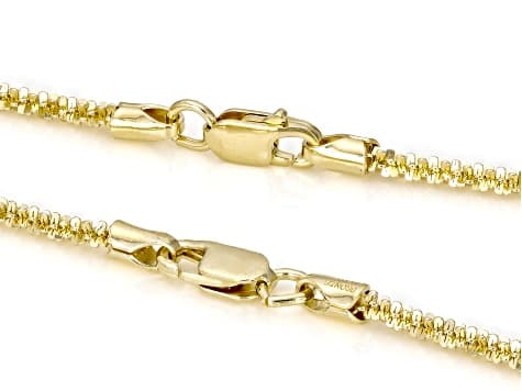 18K Yellow Gold Over Bronze Diamond Cut Criss Cross Chain 2.5mm Necklace Set 20 Inch & 24 Inch