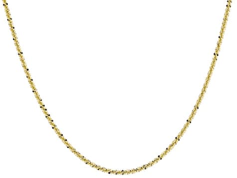 18K Yellow Gold Over Bronze Diamond Cut Criss Cross Chain 2.5mm Necklace Set 20 Inch & 24 Inch