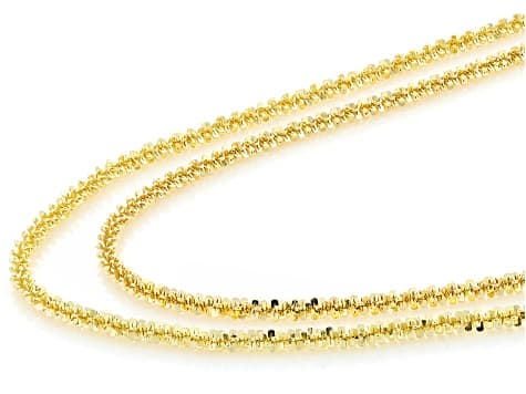 18K Yellow Gold Over Bronze 2.5mm Criss Cross 20 & 24 Inch Chain Set