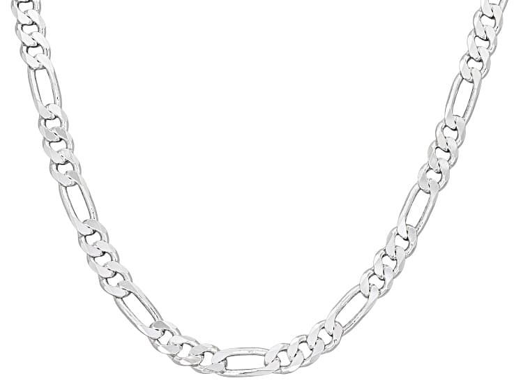 Sterling Silver Over Bronze 6mm Figaro 24 Inch Necklace