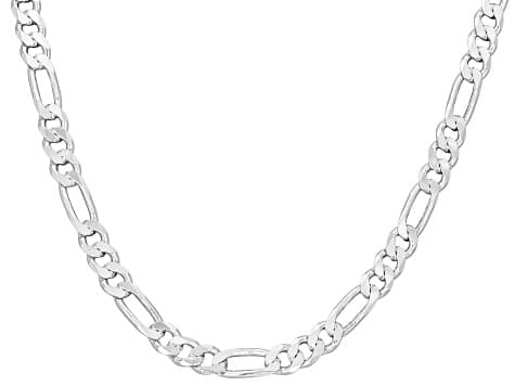 Sterling Silver Over Bronze 6mm Figaro 24 Inch Necklace