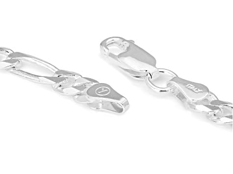 Sterling Silver Over Bronze 6mm Figaro 24 Inch Necklace