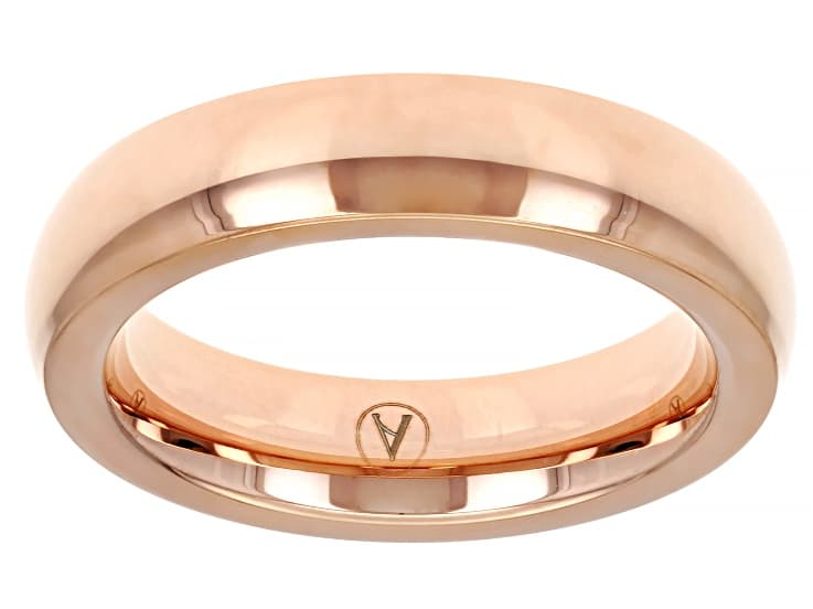 18K Rose Gold Over Stainless Steel High Polish 5mm Band Ring