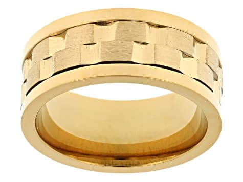 18K Yellow Gold Over Stainless Steel Spinner Band Ring