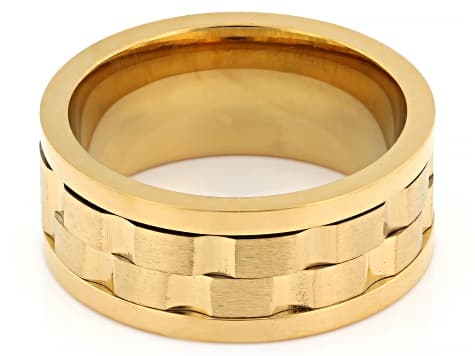 18K Yellow Gold Over Stainless Steel Spinner Band Ring