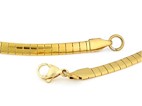 18K Yellow Gold Over Stainless Steel 4mm Omega 18" Chain