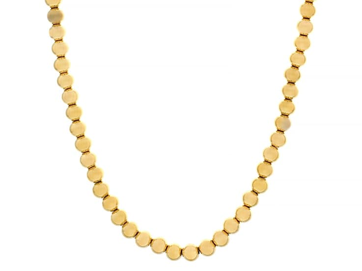 18K Yellow Gold Over Stainless Steel 6mm Bead Necklace
