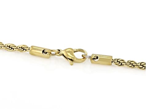 Gold Tone Stainless Steel 3mm Rope 18-22" Necklace Set of 5