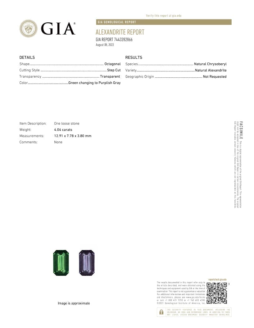 Color Change Green Alexandrite 4.04ct (AL0078)