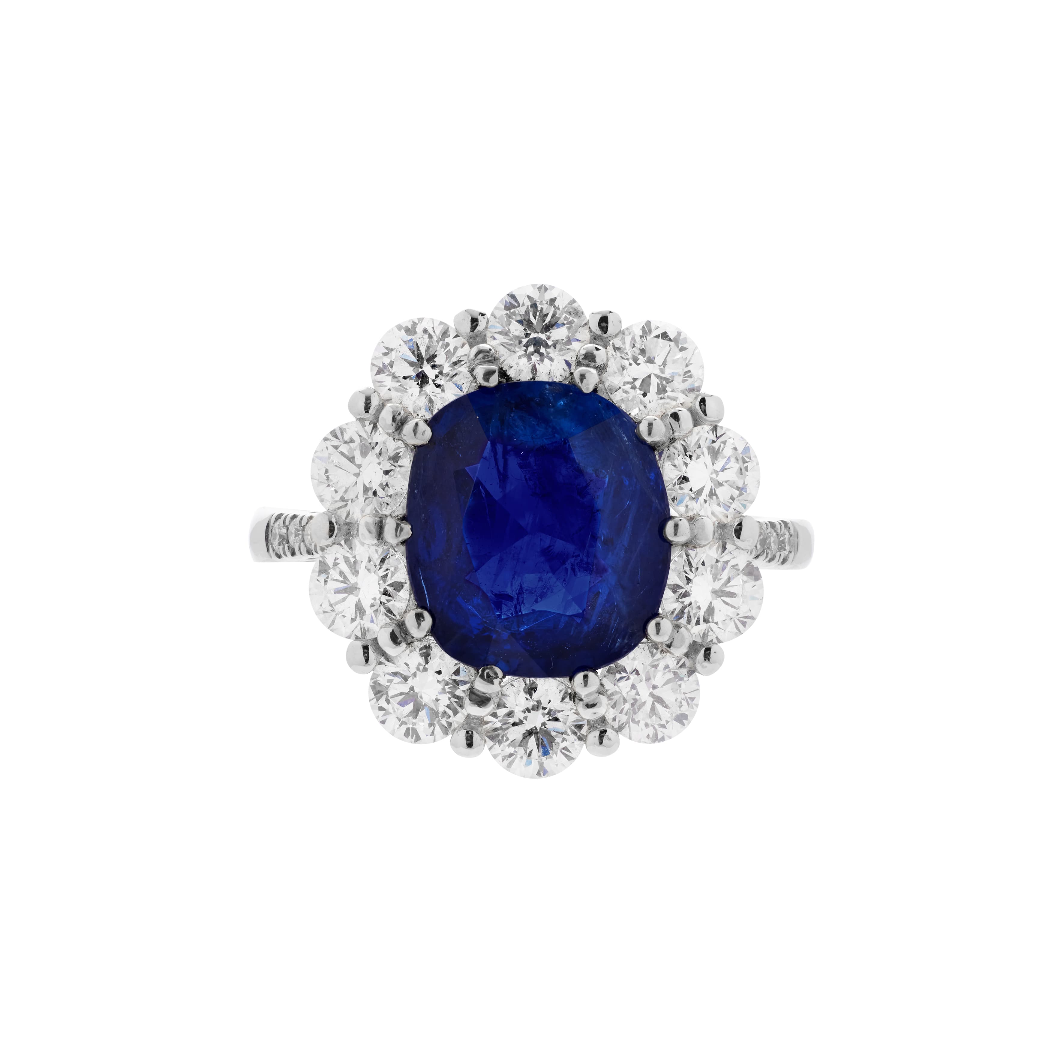 White Gold, 3.76ct Burmese Royal Blue Sapphire and Diamond Ring