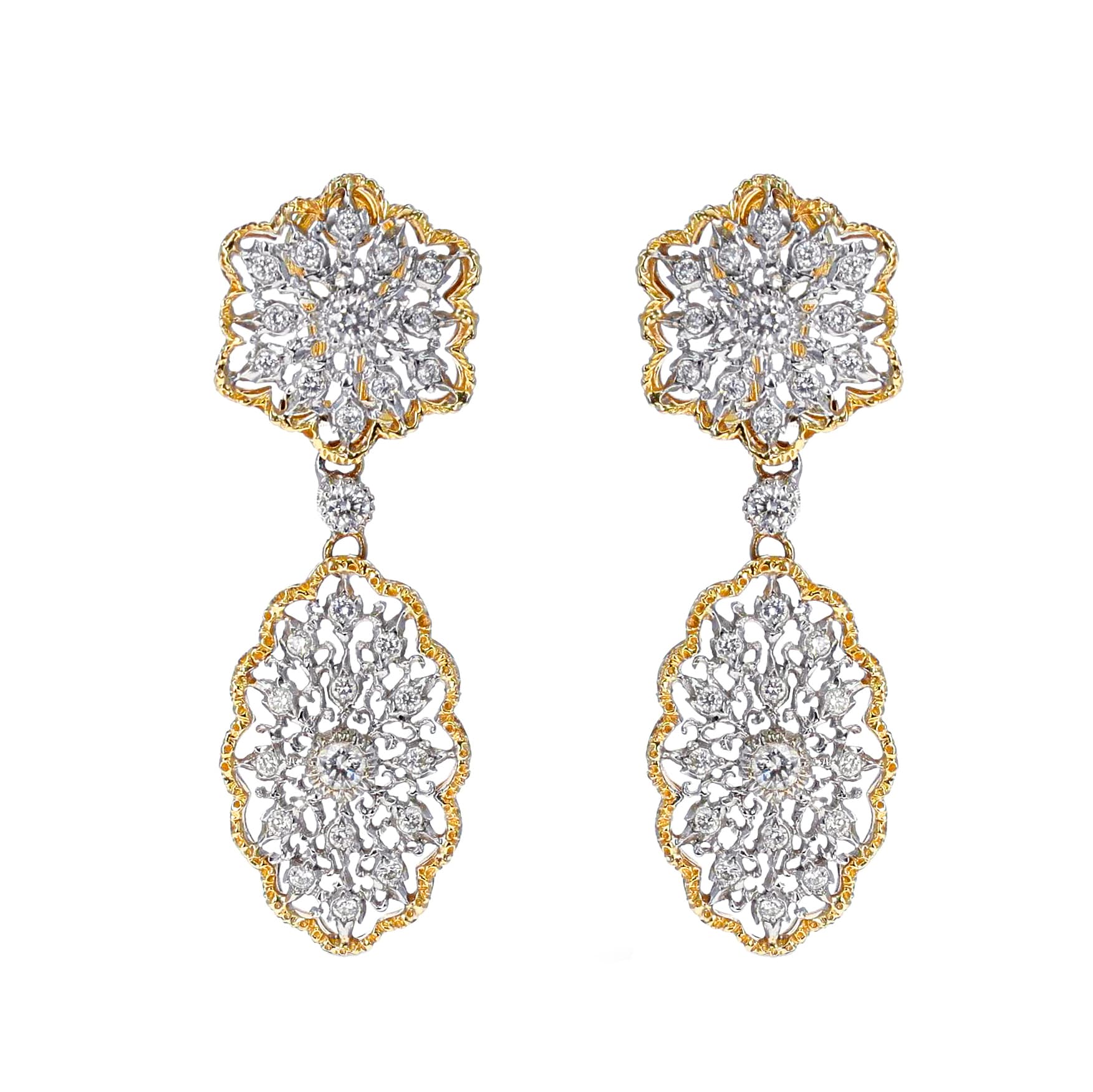Vintage White Gold, Gold and Diamond Earclips