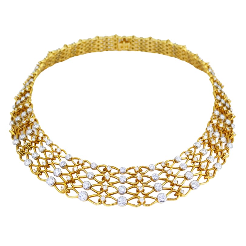 Gold, Platinum and Diamond Collar Necklace