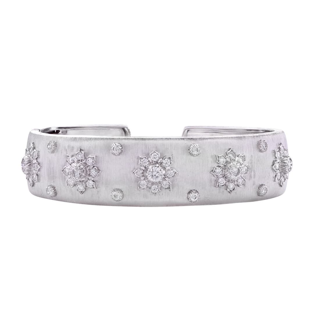 Vintage White Gold and Diamond Cuff Bracelet