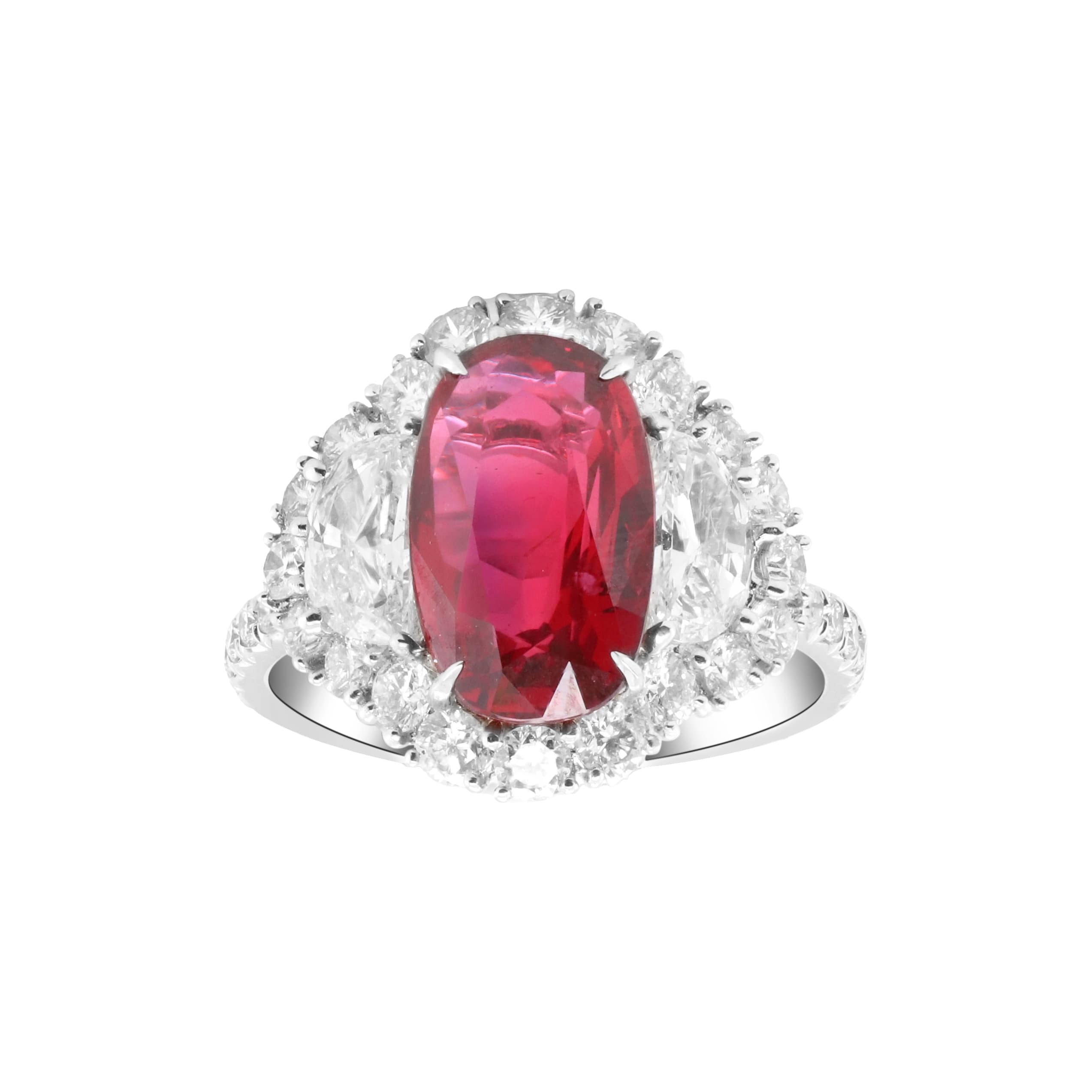 White Gold, 4.22ct Mozambique Pigeon's Blood Ruby and Diamond Ring