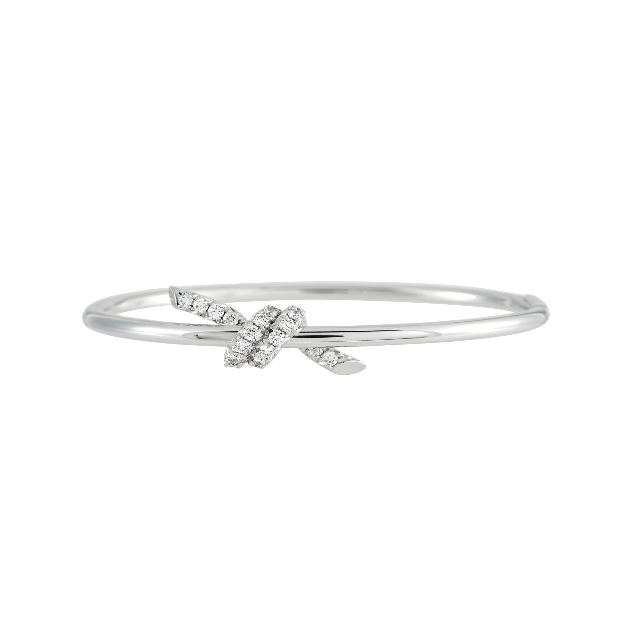 White Gold and Diamond Knot Bangle Bracelet 