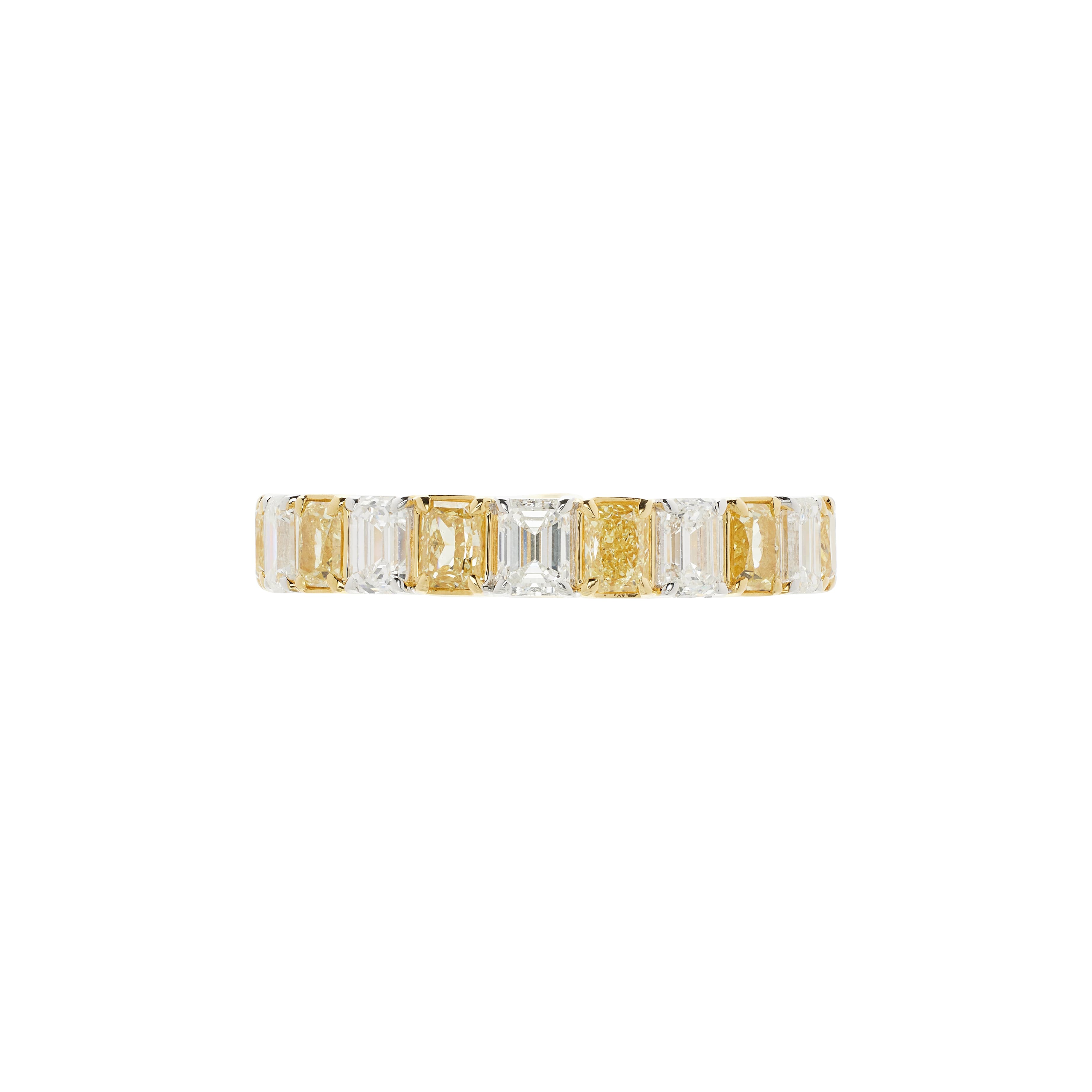 Gold, White Gold, 2.05ctw Yellow Diamond and 2.15ctw Diamond Eternity Band Ring 