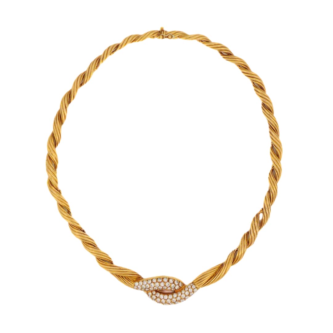 Gold and Diamond Rope Necklace