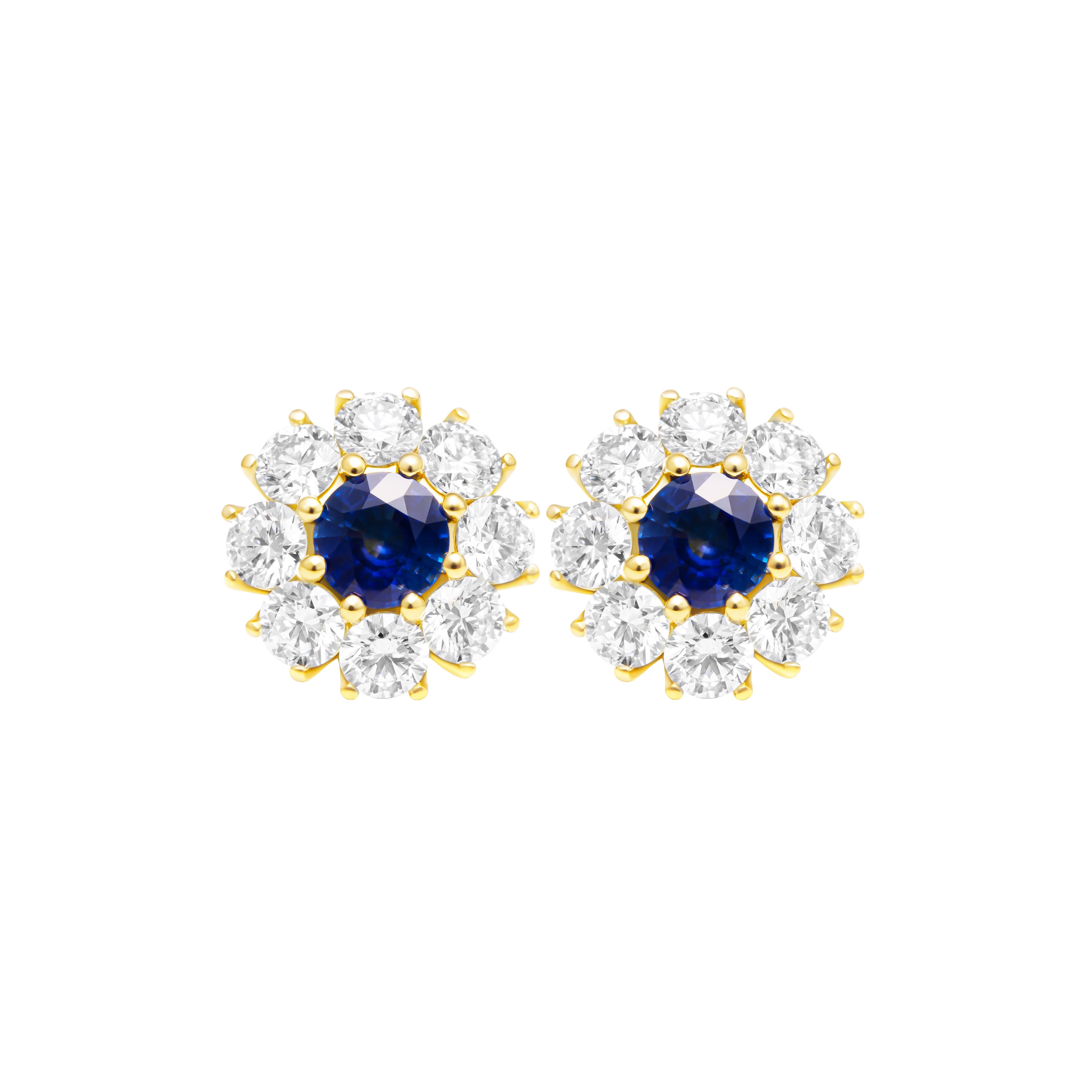 Gold, 1.25ctw Sapphire and Diamond Stud Earrings