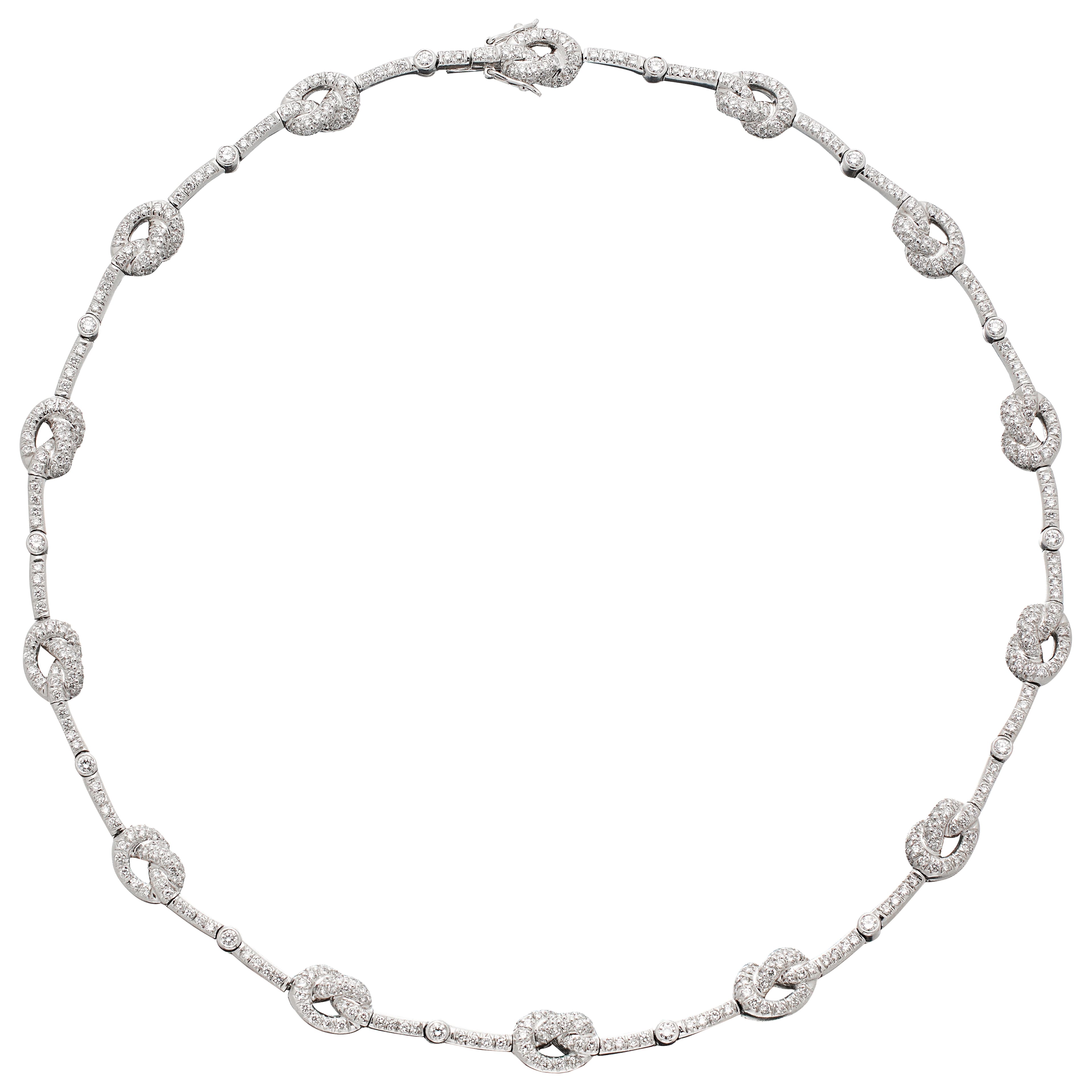 Platinum and Diamond Love Knot Necklace