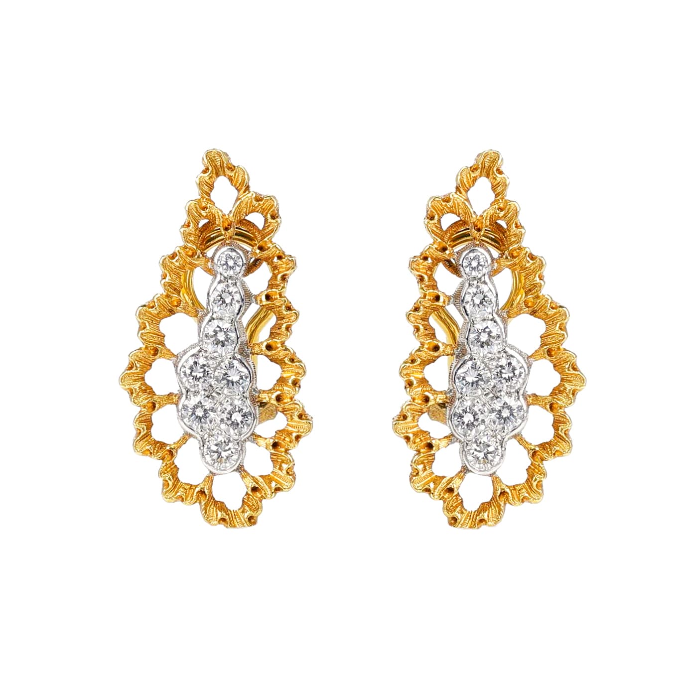 Gold, White Gold and Diamond Earclips