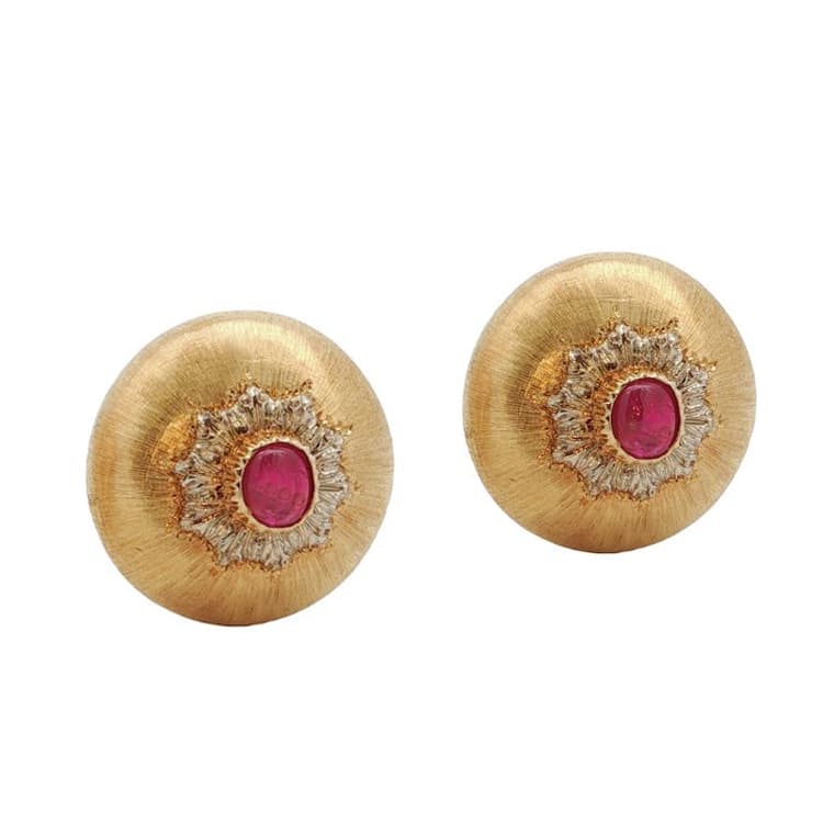 Vintage Gold and Ruby Earclips