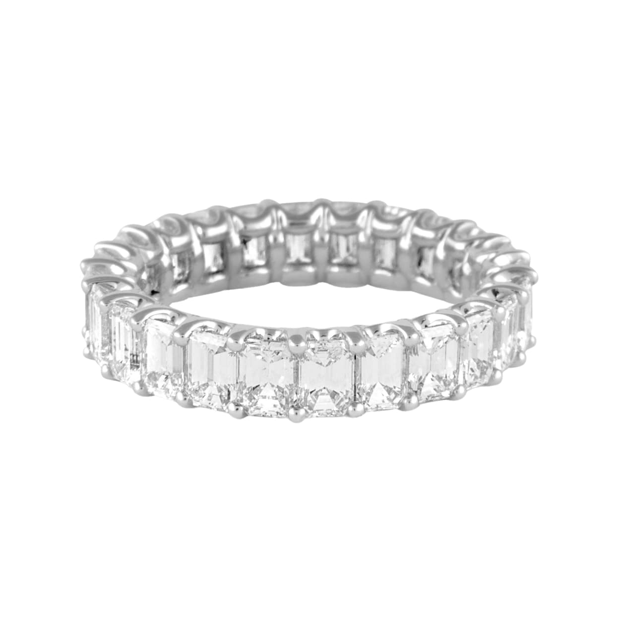 White Gold and 4.10ctw Emerald Cut Diamond Eternity Band Ring