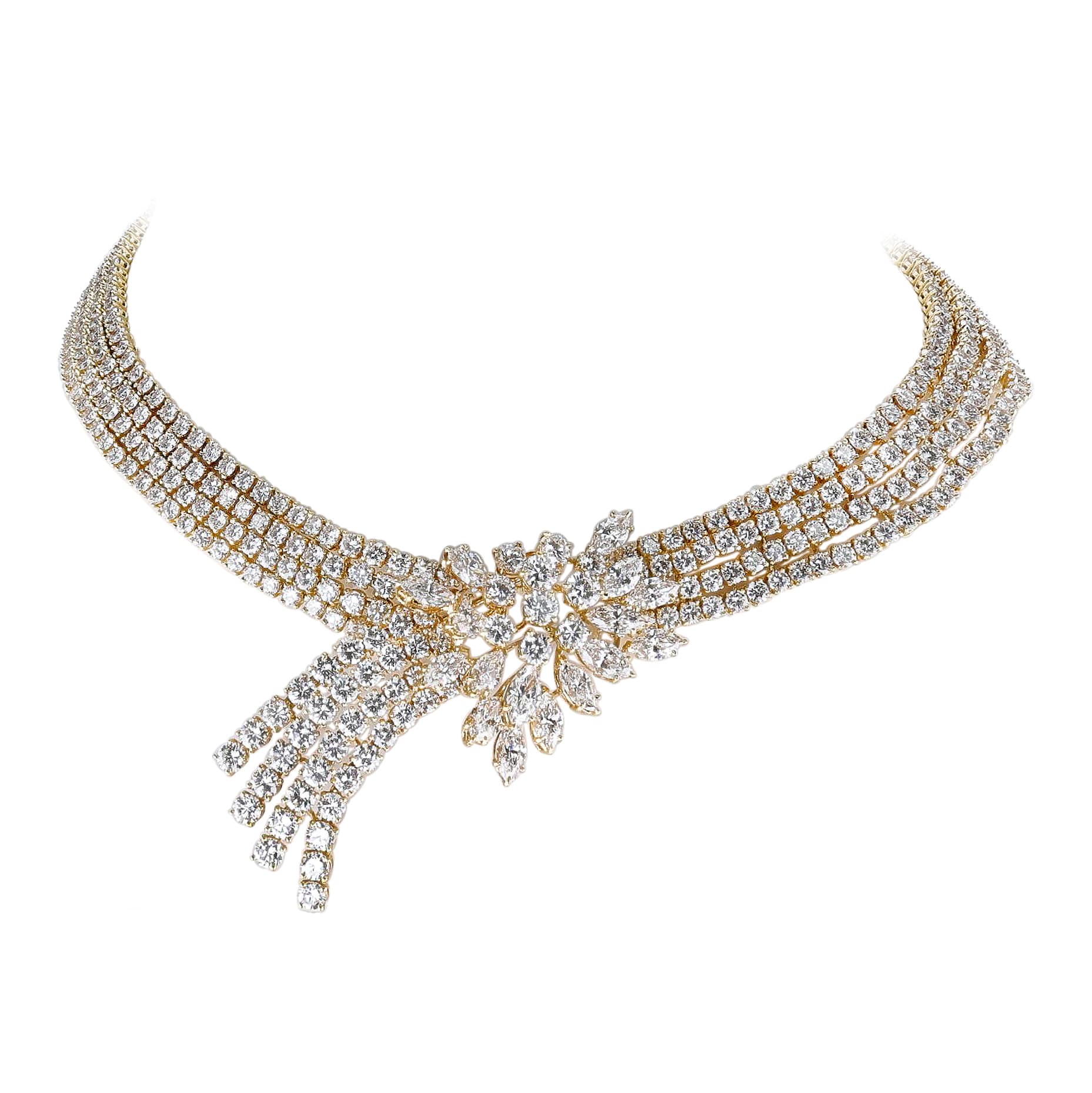 Gold and Diamond Cascade Necklace