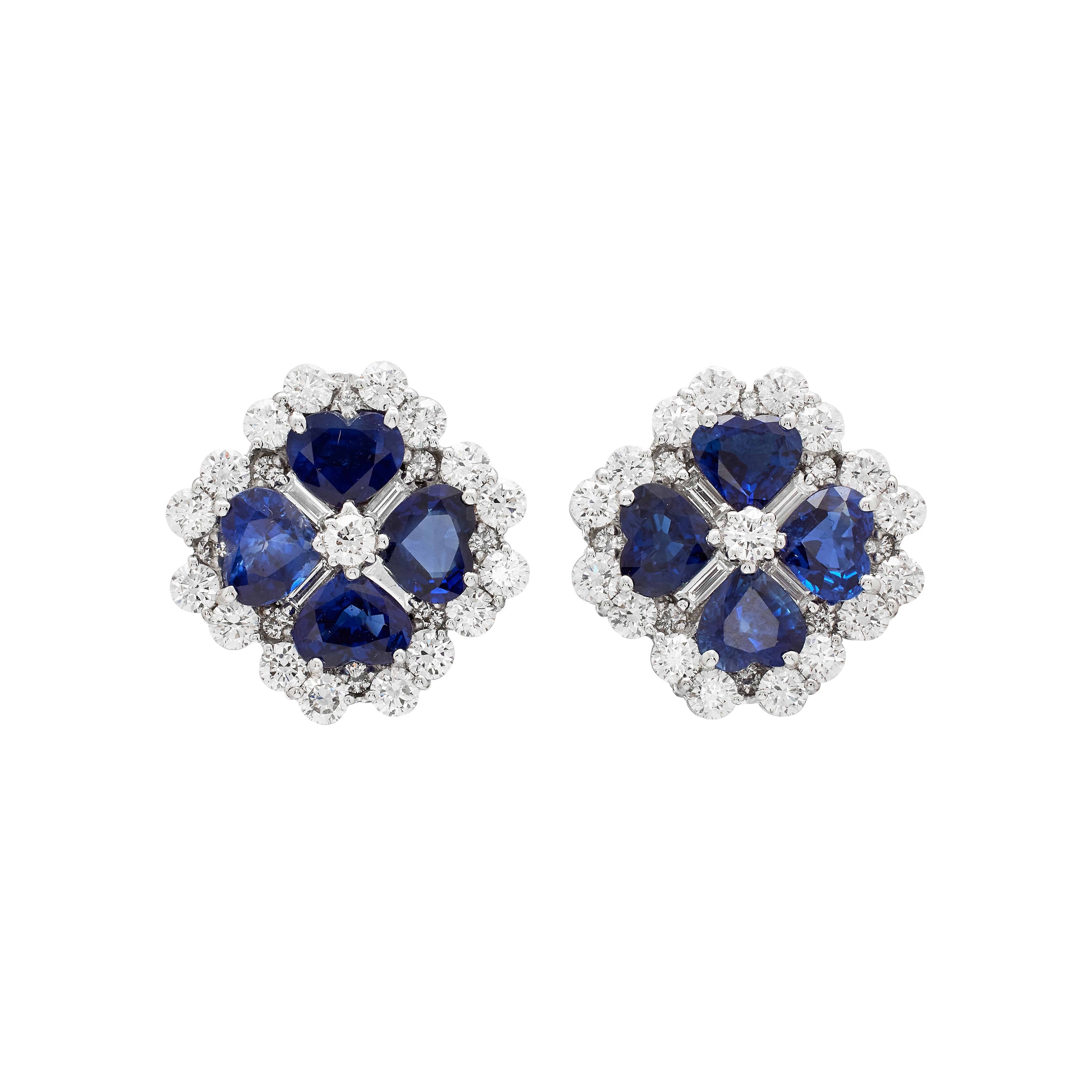 White Gold, Sapphire and Diamond Earclips