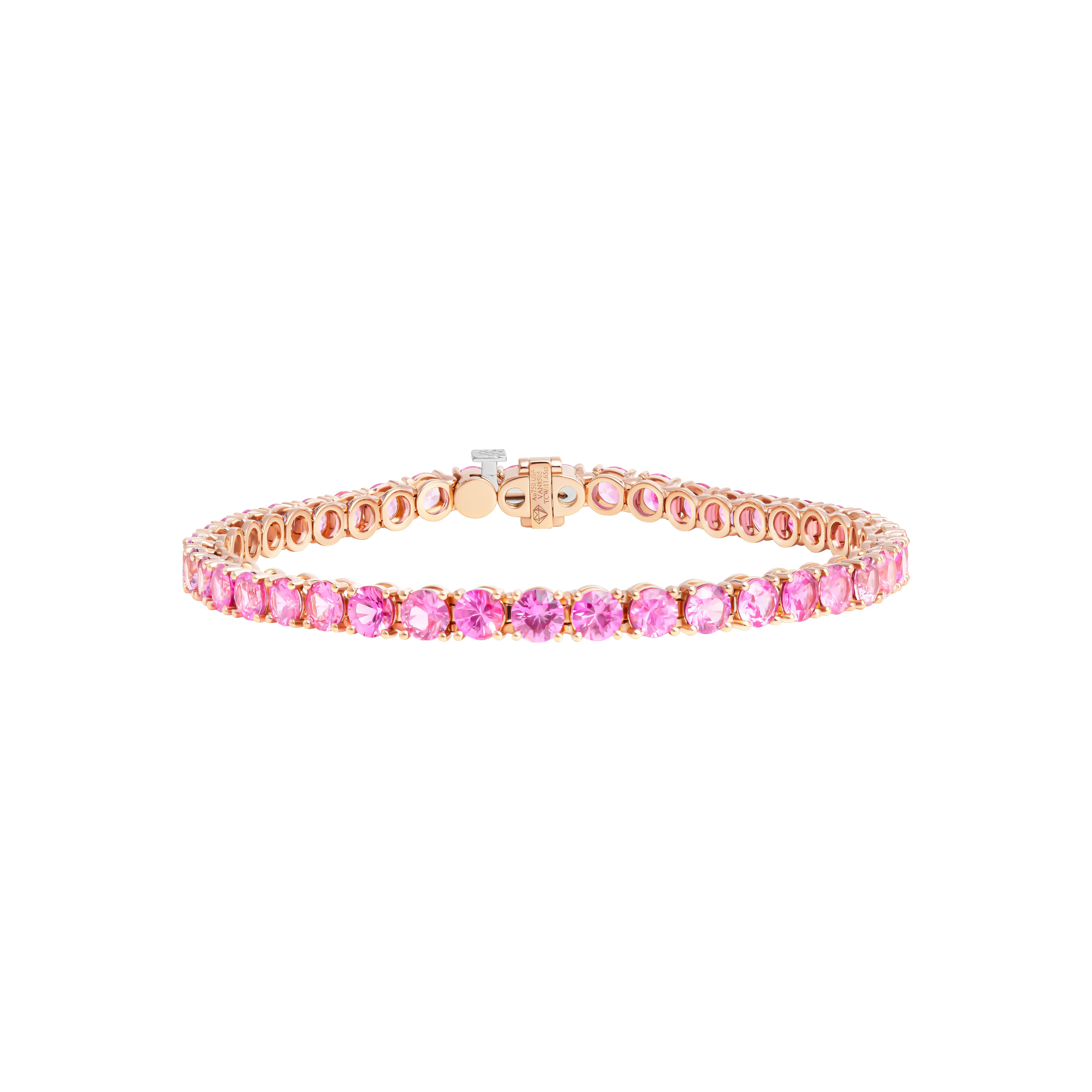 Rose Gold and 11.65ctw Pink Sapphire Tennis Bracelet