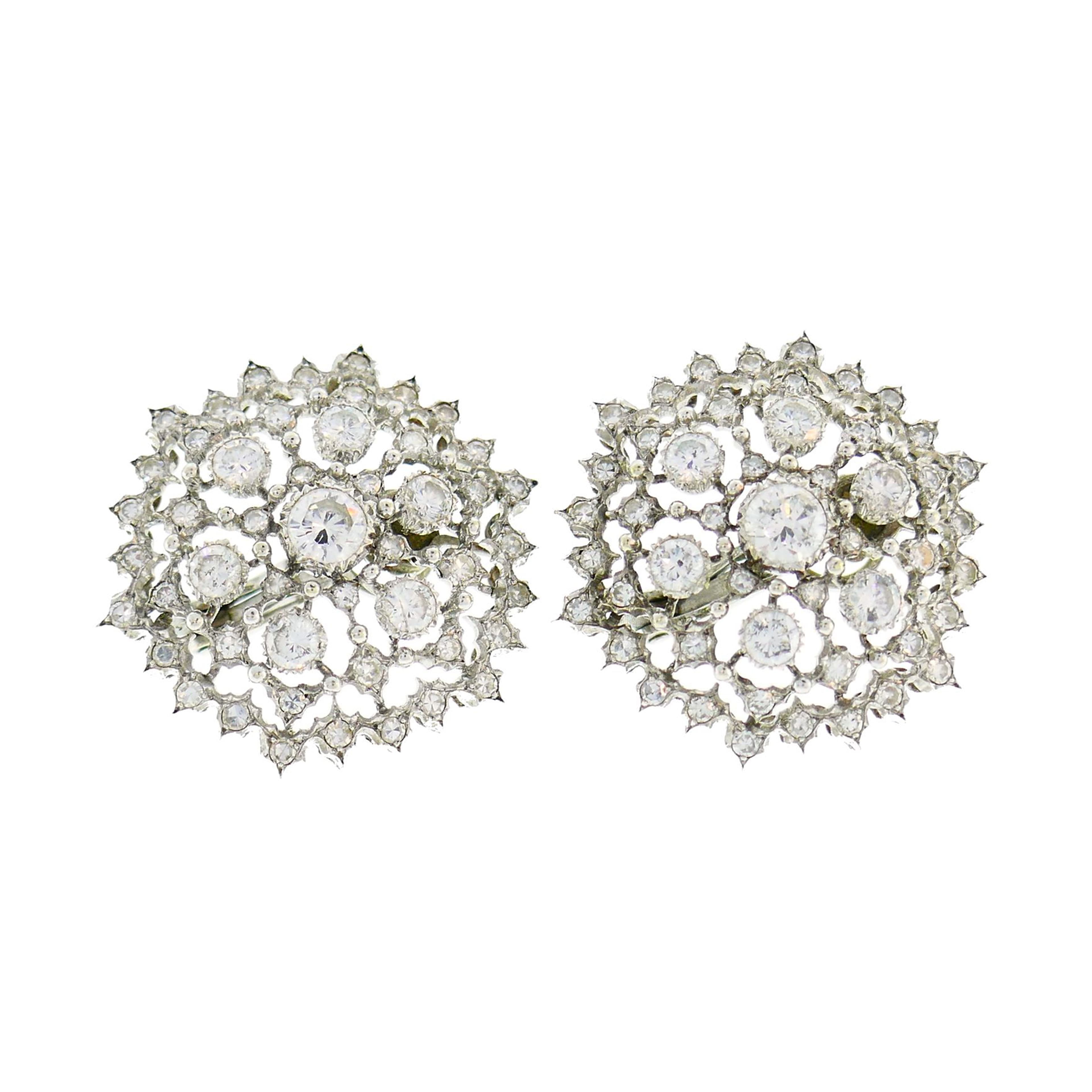 Vintage White Gold and Diamond Earclips