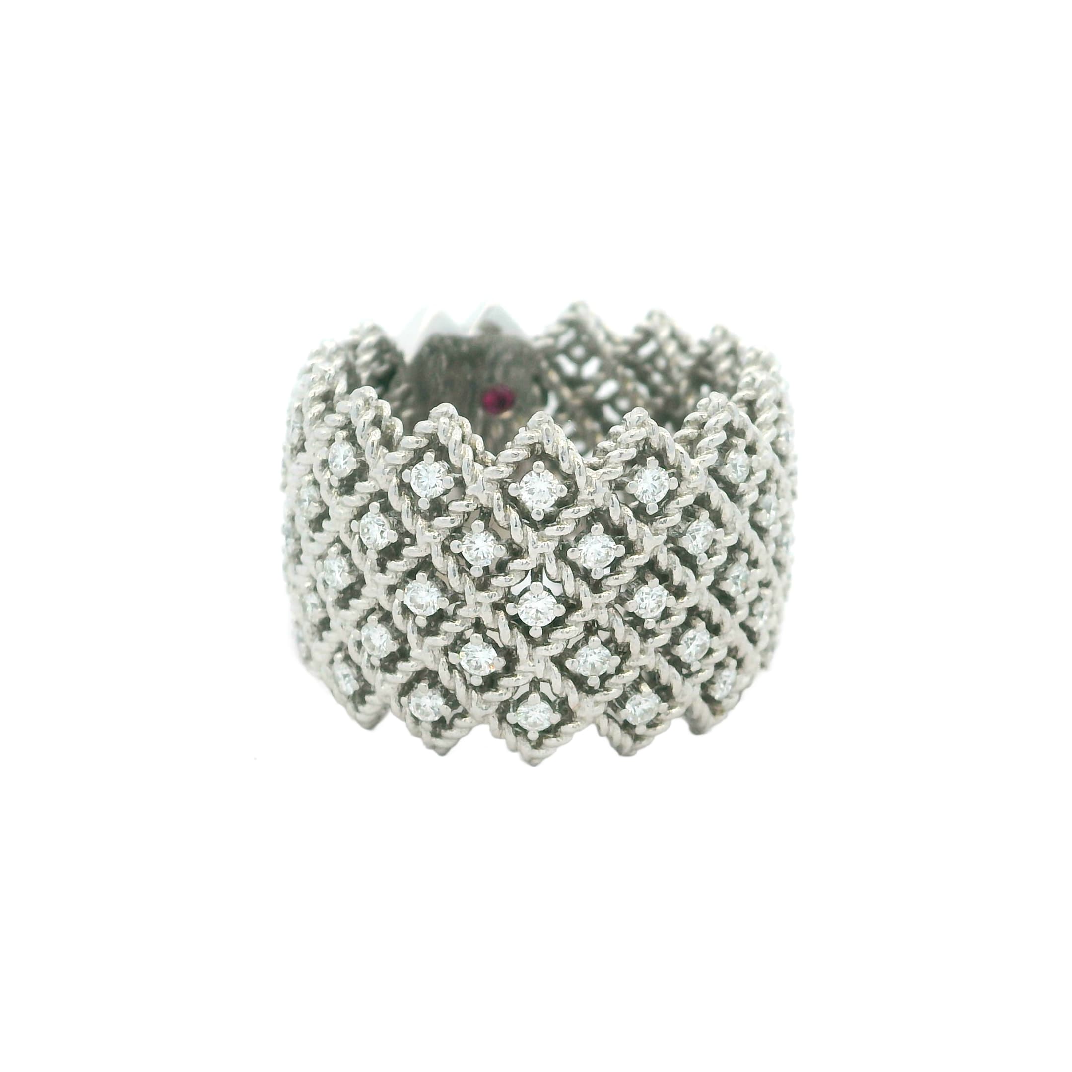 White Gold and Diamond Lattice Ring