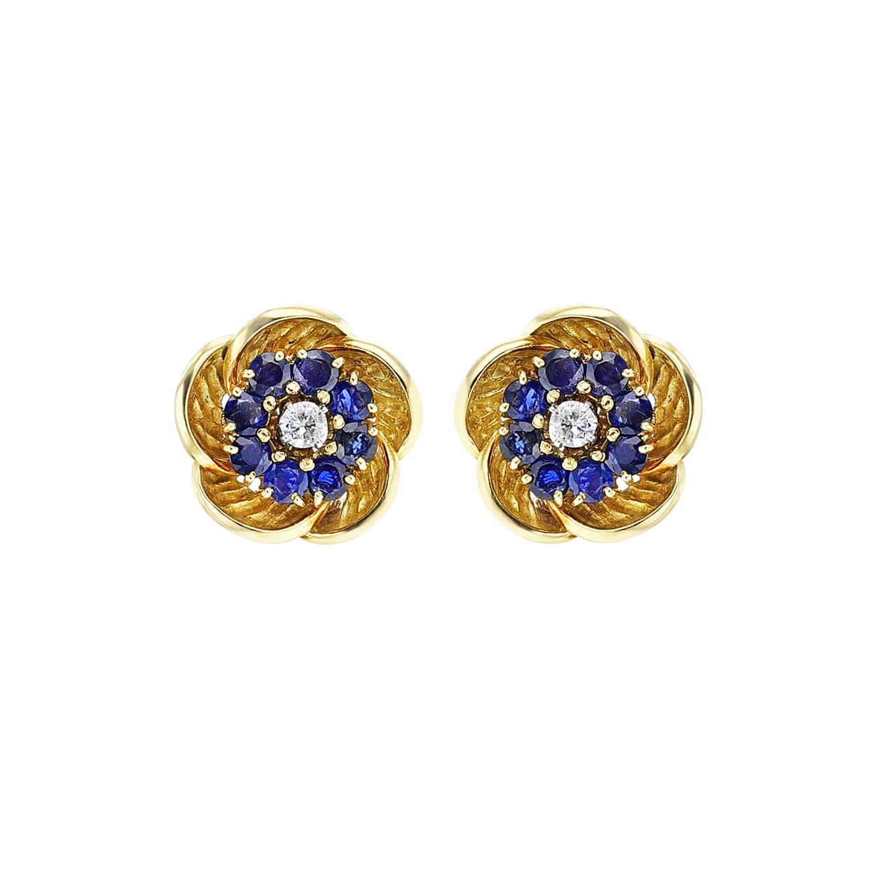 Vintage Gold, Sapphire and Diamond Earclips