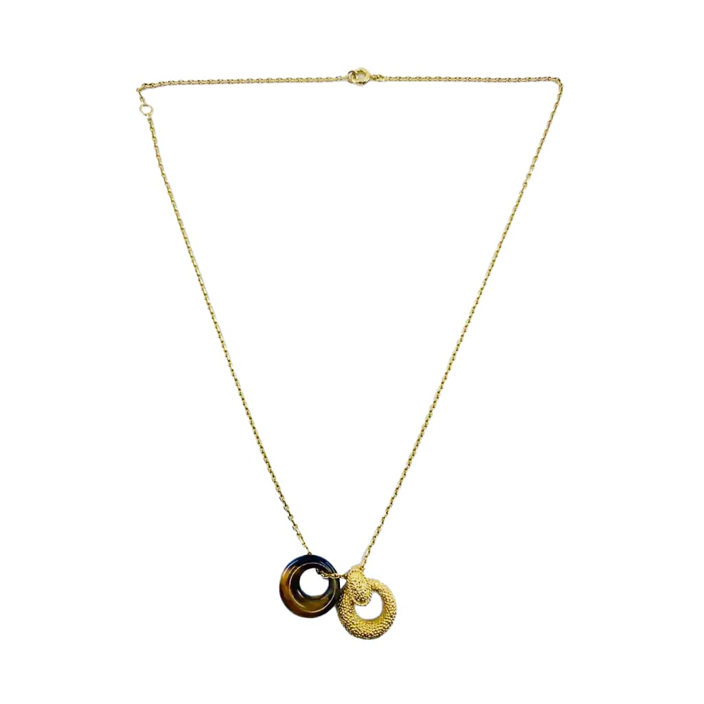 Vintage Gold and Tiger’s Eye Convertible Pendant Necklace 