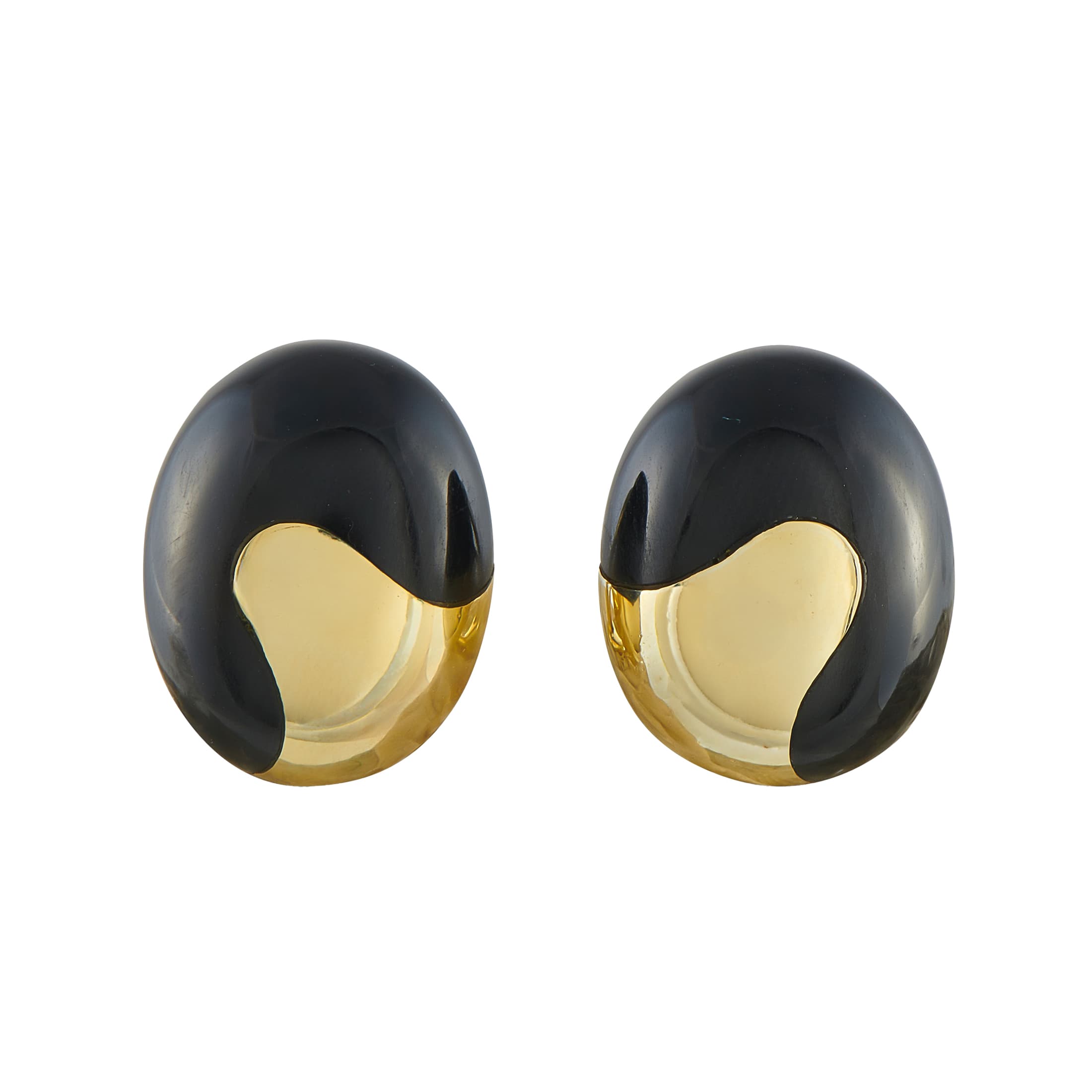 Vintage Gold and Onyx Earclips