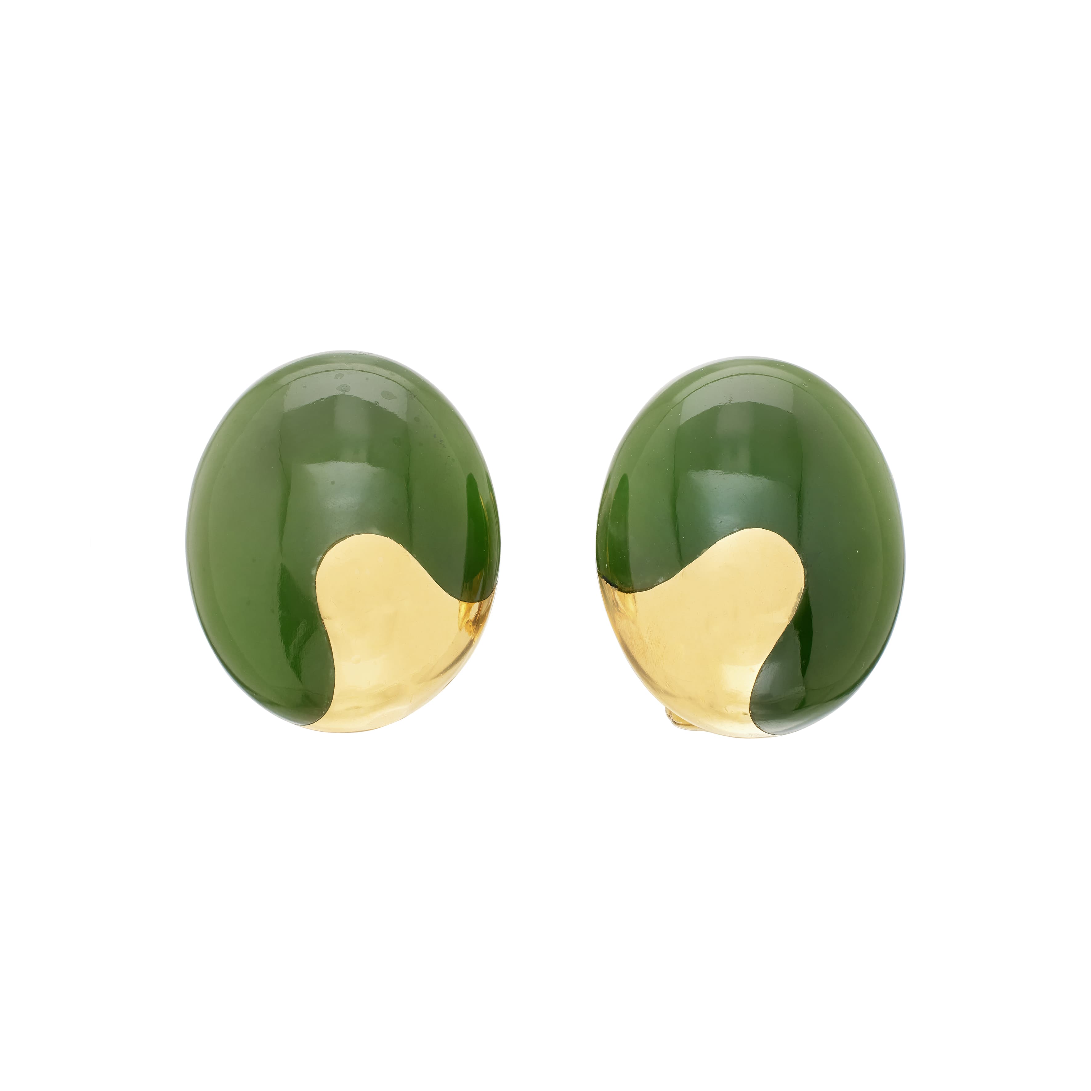 Vintage Gold and Jade Earclips