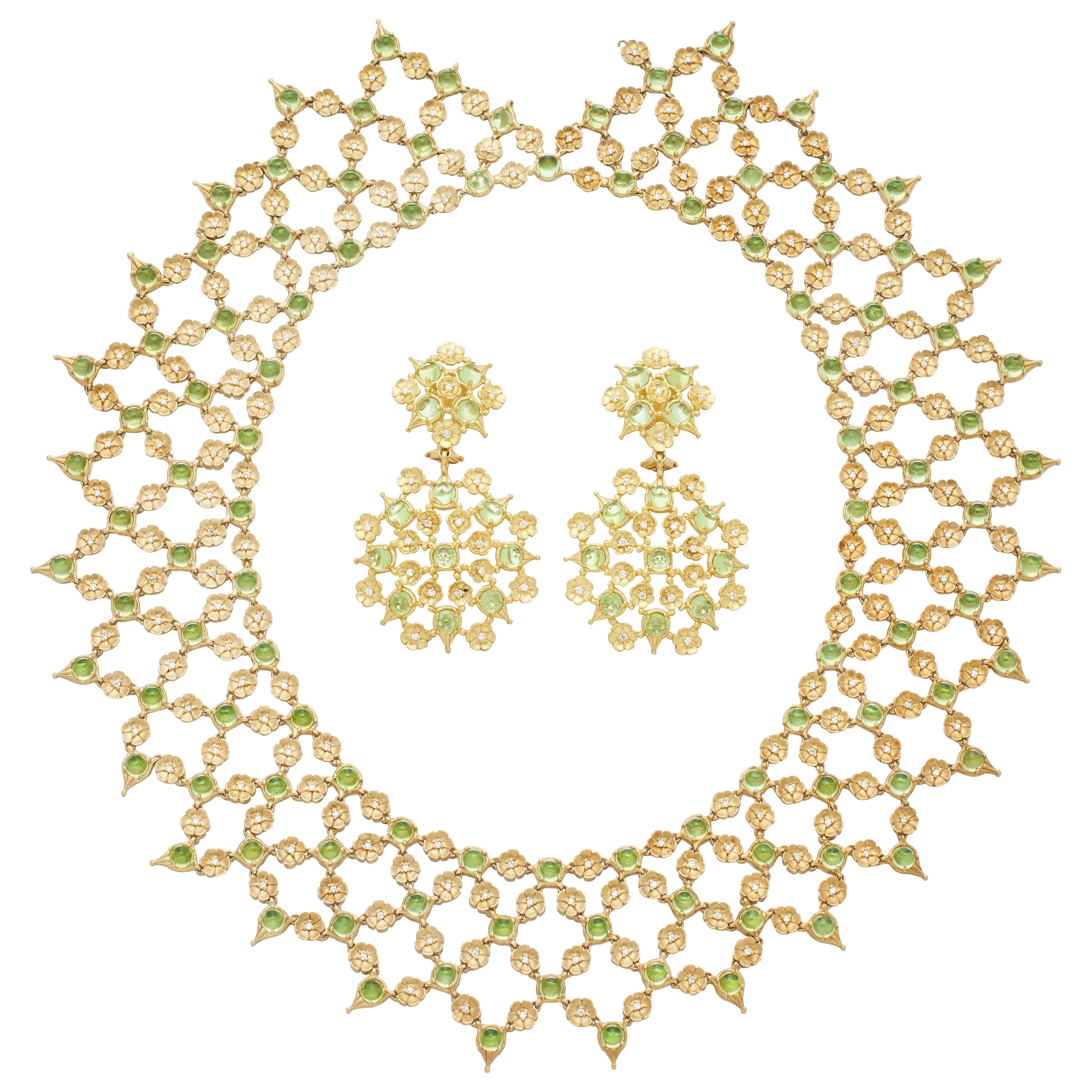 Gold, Peridot and Diamond Demi Parure 
