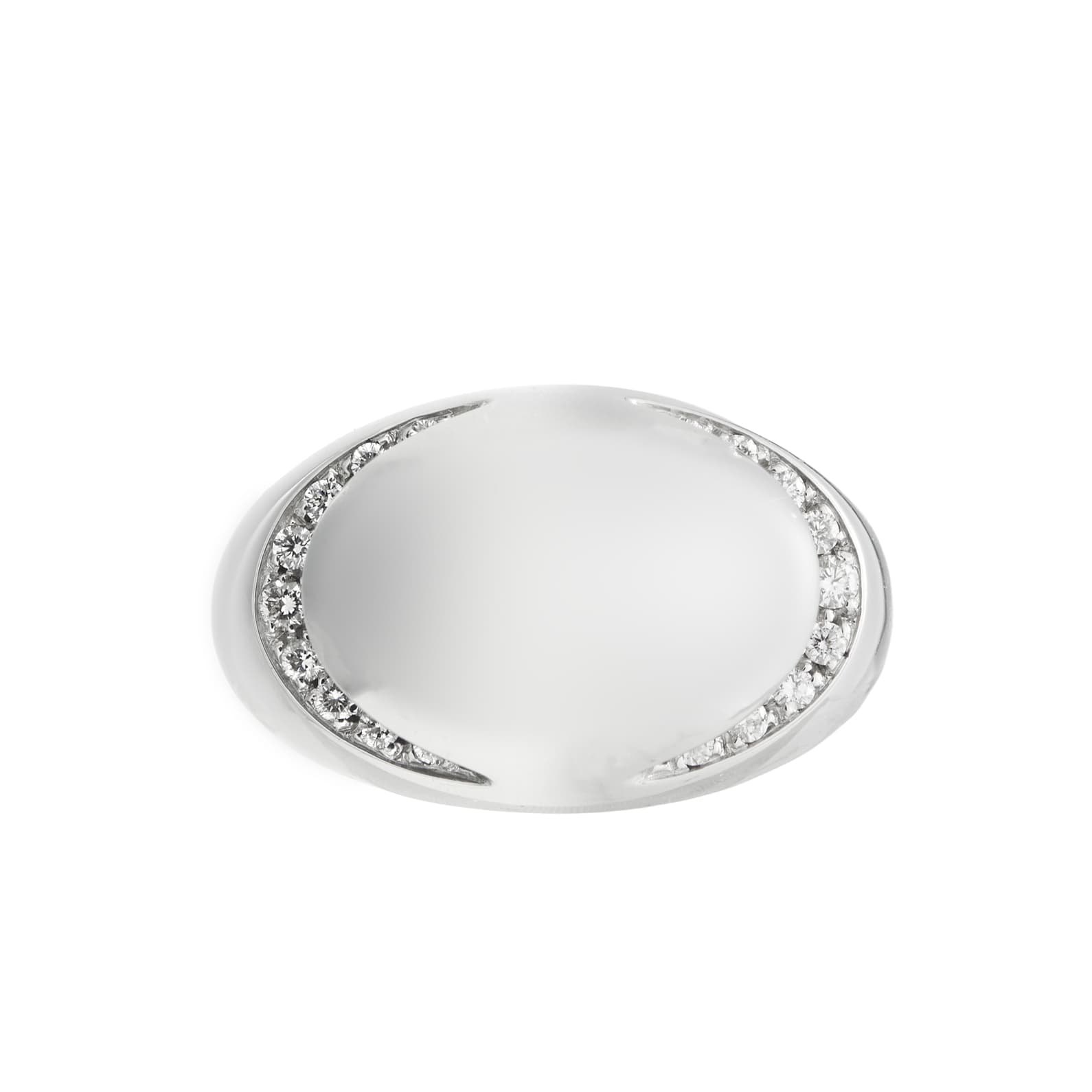 White Gold and Diamond Cabochon Ring